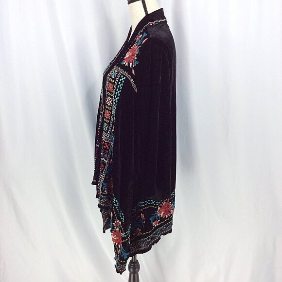 Johnny Was Embroidered Velvet Kimono Cardigan XXL 1X 2X [READ MEASUREMENTS] Silk - Picture 4 of 9